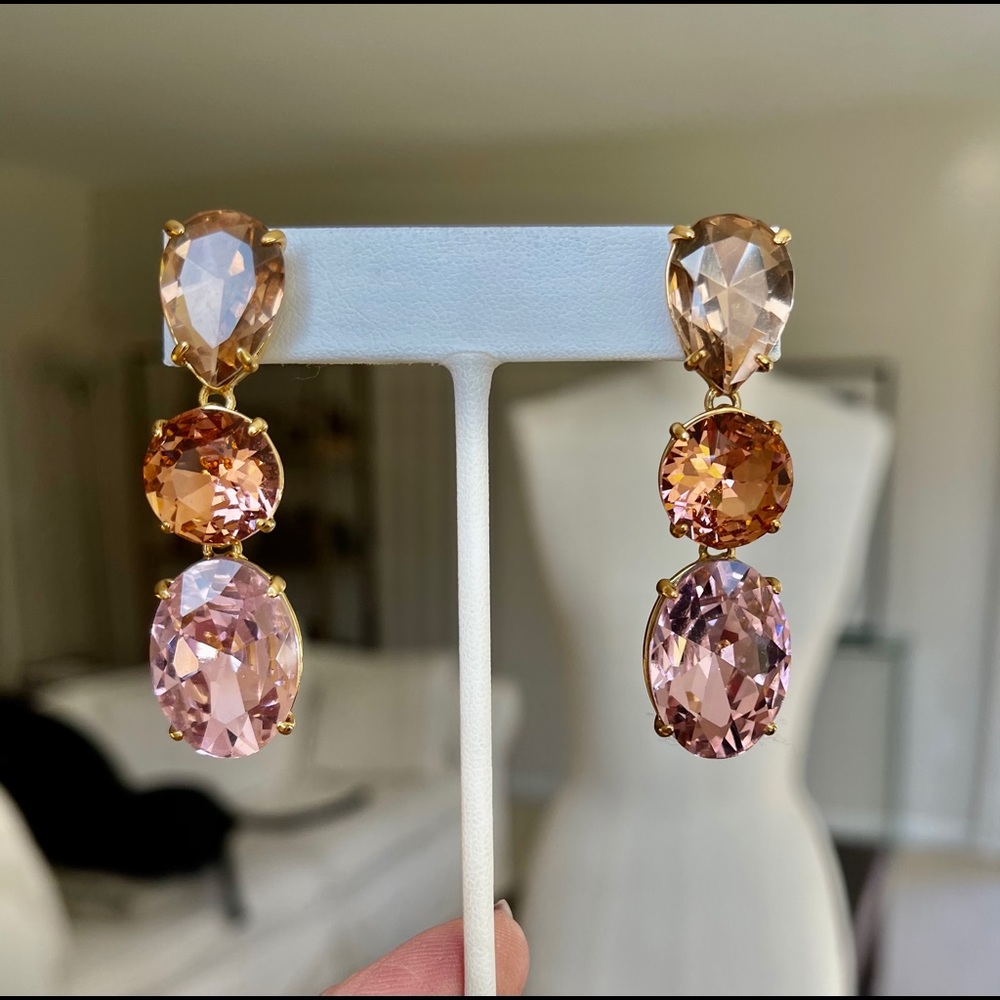 J.Crew Gemstone Peach & Pink Dangle  Earrings